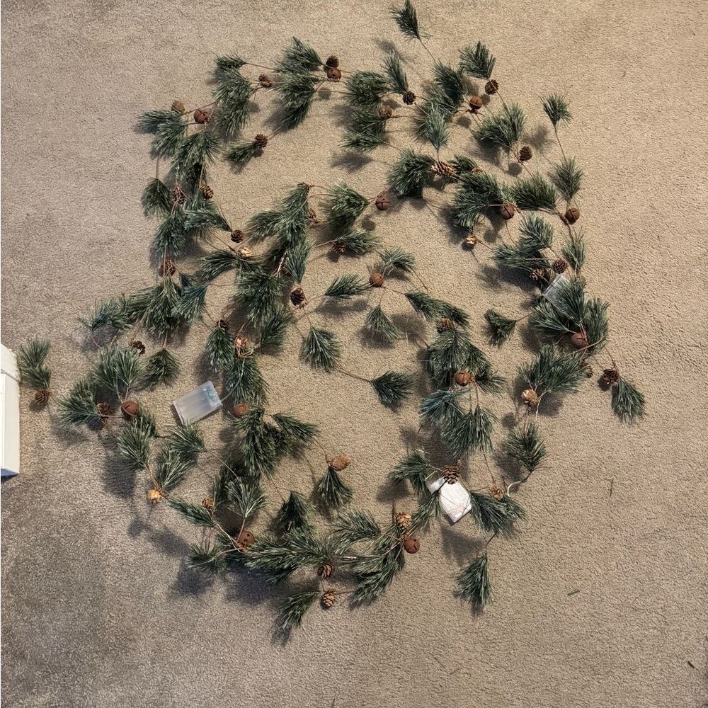 Set of 3 - Pine, Pinecone, and Bell Battery-Powered Lighted Garlands | 5.5 feet